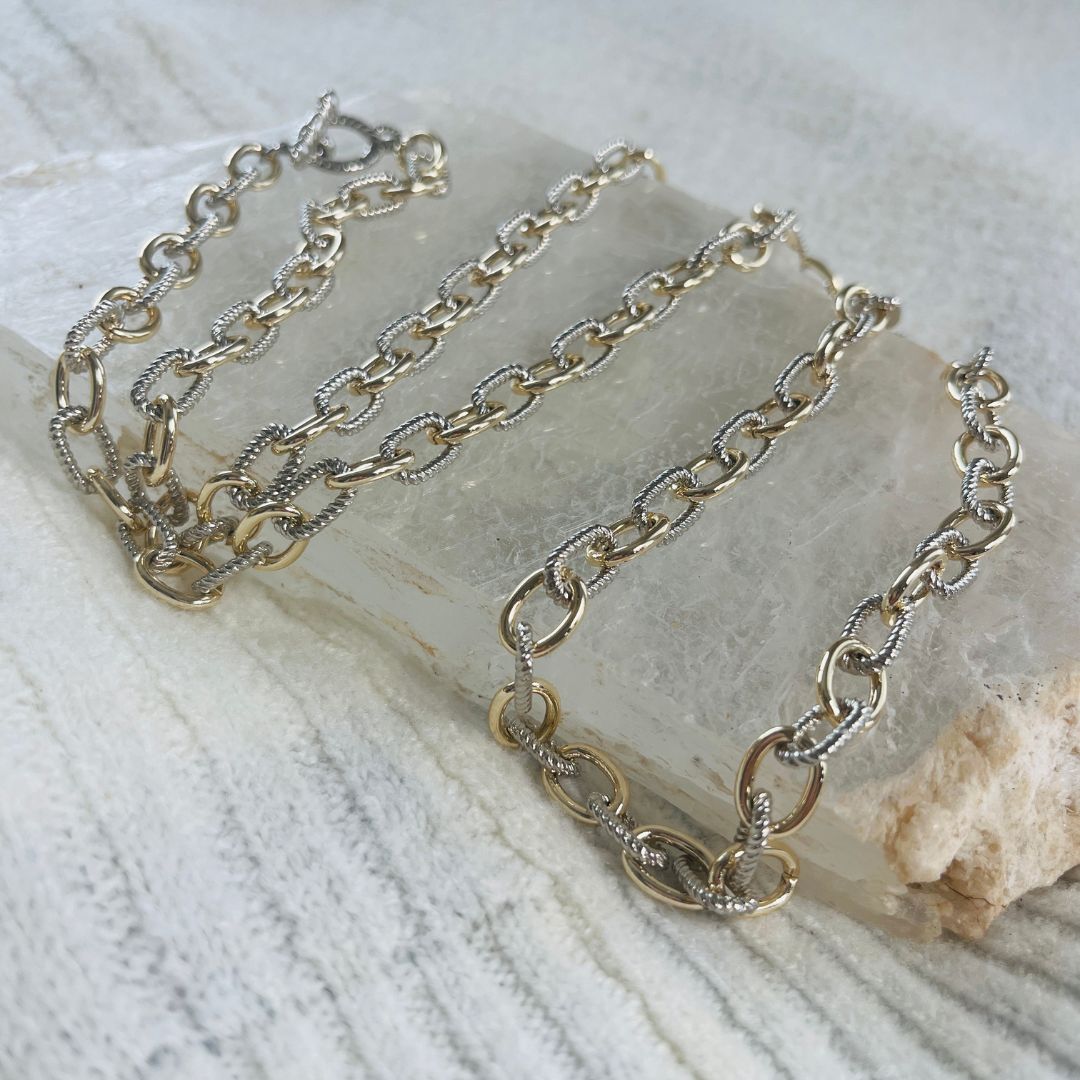 Middle World Two-Tone Rope Link Chain Necklace