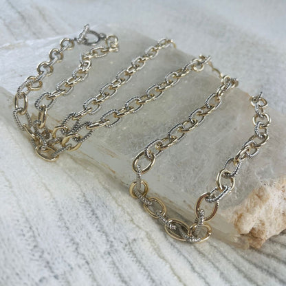 Middle World Two-Tone Rope Link Chain Necklace