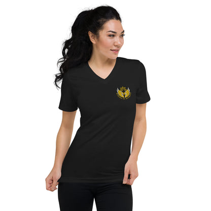 Echoes of Divinity Embroidered V-Neck Tee – Signature Style, Unisex Fit